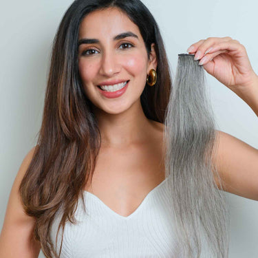 Salt & Pepper Single Clip Hair Strands | NH