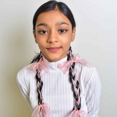 Long Braids with organza ribbons for Kids Set of 2