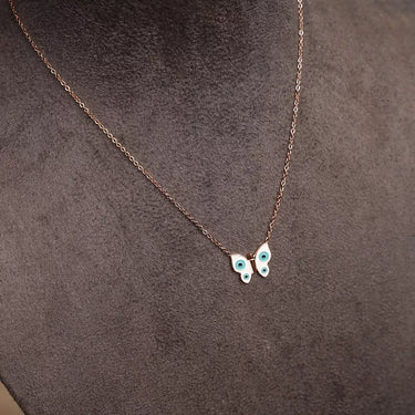 Evil Eye Rose Gold Butterfly Necklace