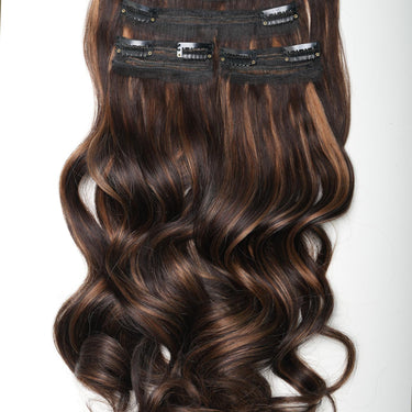 Dark Brown With Highlights  – Classic Hair - CLIP In Extensions