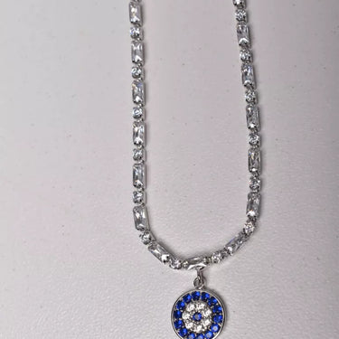 Silver Evil Eye Necklace / Choker